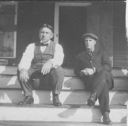 Image of Jerome Look and Donald MacMillan on steps of Camp Wychmere