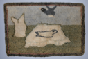 Image of Hooked Mat, motif of seal on ice floe with duck flying overhead