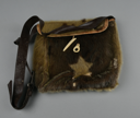 Image of sealskin purse with brown plastic strap