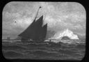 Image of Unidentified Artwork Depicting Schooner Under Sail, Iceberg and Small Boat, Reproduction