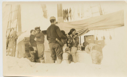 Image of Crew and Inuit women dancing aboard the Bowdoin . Includes Ane Petersen, Thomas
