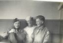 Image of Marlene Dietrich with two servicemen