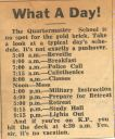 Image of Newsclip: What a Day, listing quartermaster school daily schedule