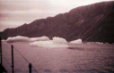 Image of Dying icebergs along coastal mountains