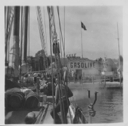 Image of Leaving the dock. Charley Hall in foreground