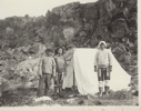 Image of Maligiak. Summer tent and group of native Greenlanders