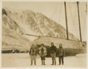 Image of C.L.E. group on ice at stern of "Cluett" Ekblaw, Hovey, Allen, Tanquary