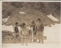 Image of Mene, Seeg-loo and two women on ice in front of "Cluett"