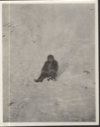 Image of Megipsoo with sled [Inuit girl sitting on small sled]
