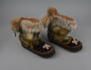 Image of Pair beaded Alaskan fur boots with cloth lining