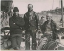 Image of Donald MacMillan, ?, Wilfred Grenfell and a crewman on the BOWDOIN
