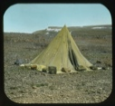 Image of "Our tent where we slept" [Ekblaw and E.O.H.] Weighted with large rocks