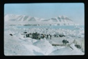 Image of Inuit village: tents, igloos and several dog teams. Clements Markham Glacier