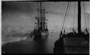 Image of View of ice and a second vessel from one of the Byrd Expedition ships - near the Great Ice Barrier 