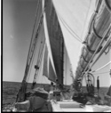Image of Sail pattern and rigging over forward deck
