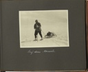 Image of Auf dem Marsche [On the march: man on snowshoes pulling small loaded sledge]