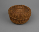 Image of Colored ash basket with plain grass and twisted cord