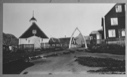 Image of Church at Holsteinsborg [Sisimiut], whalebone arch and corner of Kolonibestyrer's house