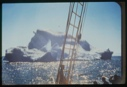 Image of Iceberg through rigging with sun reflection