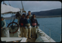Image of Donald MacMillan, three Eskimo [Inuit] women from NP Expedition, and a fourth woman