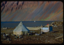 Image of Eskimo [Inuit] tents; the BOWDOIN off shore