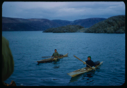 Image of Two Polar Eskimo [Inughuit] kayakers coming to meet the BOWDOIN