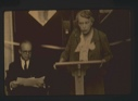 Image of Marie Peary Kuhne speaking at the opening of The Peary-MacMillan Arctic Museum
