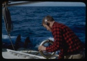 Image of Peter Rand with radio directional finder