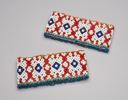 Image of Cuffs with orange, yellow, blue, white, green beads in oval and diamond pattern