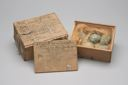 Image of Unopened wooden box containing eggs of somateria spectabilis